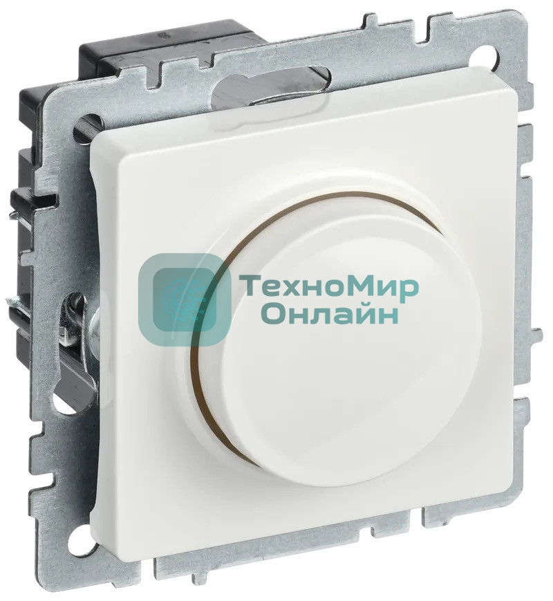 Светорегулятор поворотно-нажимной IEK BRITE СС10-1-0-БрБ 600 Вт, белый