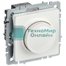 Светорегулятор поворотно-нажимной IEK BRITE СС10-1-0-БрБ 600 Вт, белый