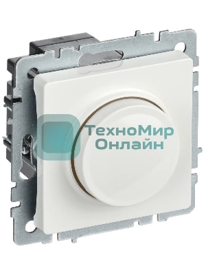 Светорегулятор поворотно-нажимной IEK BRITE СС10-1-0-БрБ 600 Вт, белый