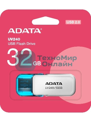 Флешка USB ADATA UV240 (AUV240-32G-RWH), 32Gb, USB 2.0, R/W 15/5, белый/синий