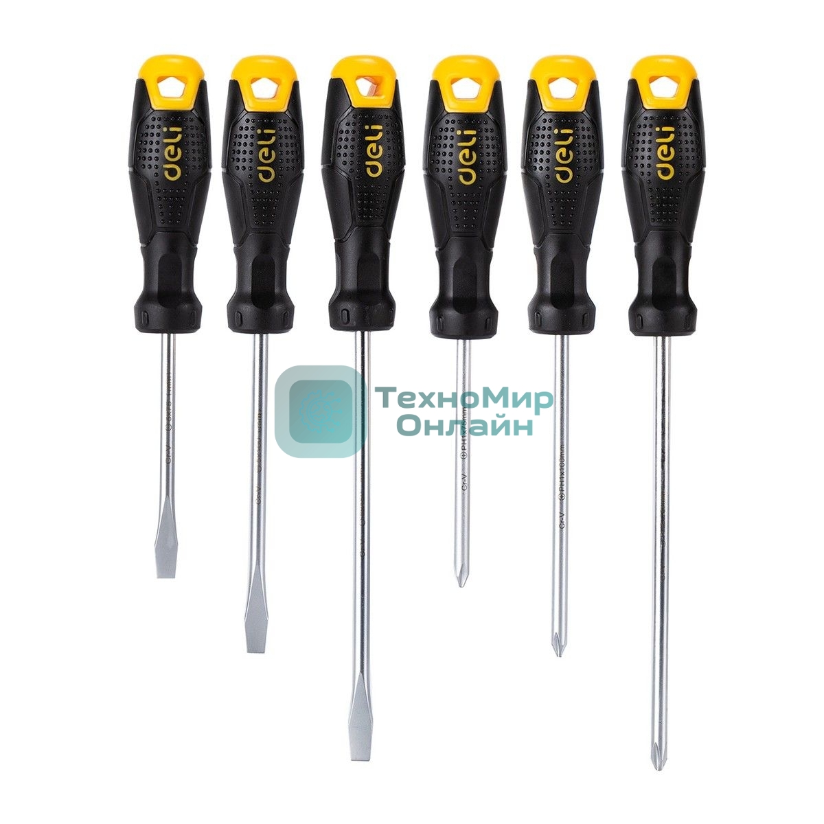 Набор отверток Deli DL620006 6шт SL5x75 + SL5x100 + SL6x150 + PH1x75 + PH1x100 + PH2x150