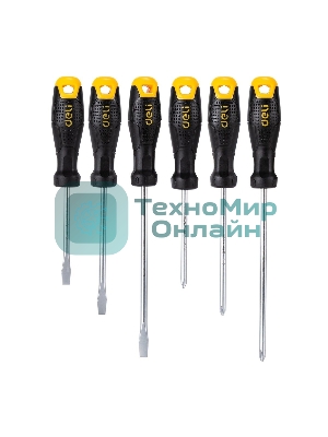 Набор отверток Deli DL620006 6шт SL5x75 + SL5x100 + SL6x150 + PH1x75 + PH1x100 + PH2x150