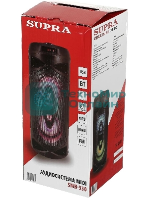 Акустическая система SUPRA SMB-330, 20Вт, с караоке, Bluetooth, FM, USB, черный