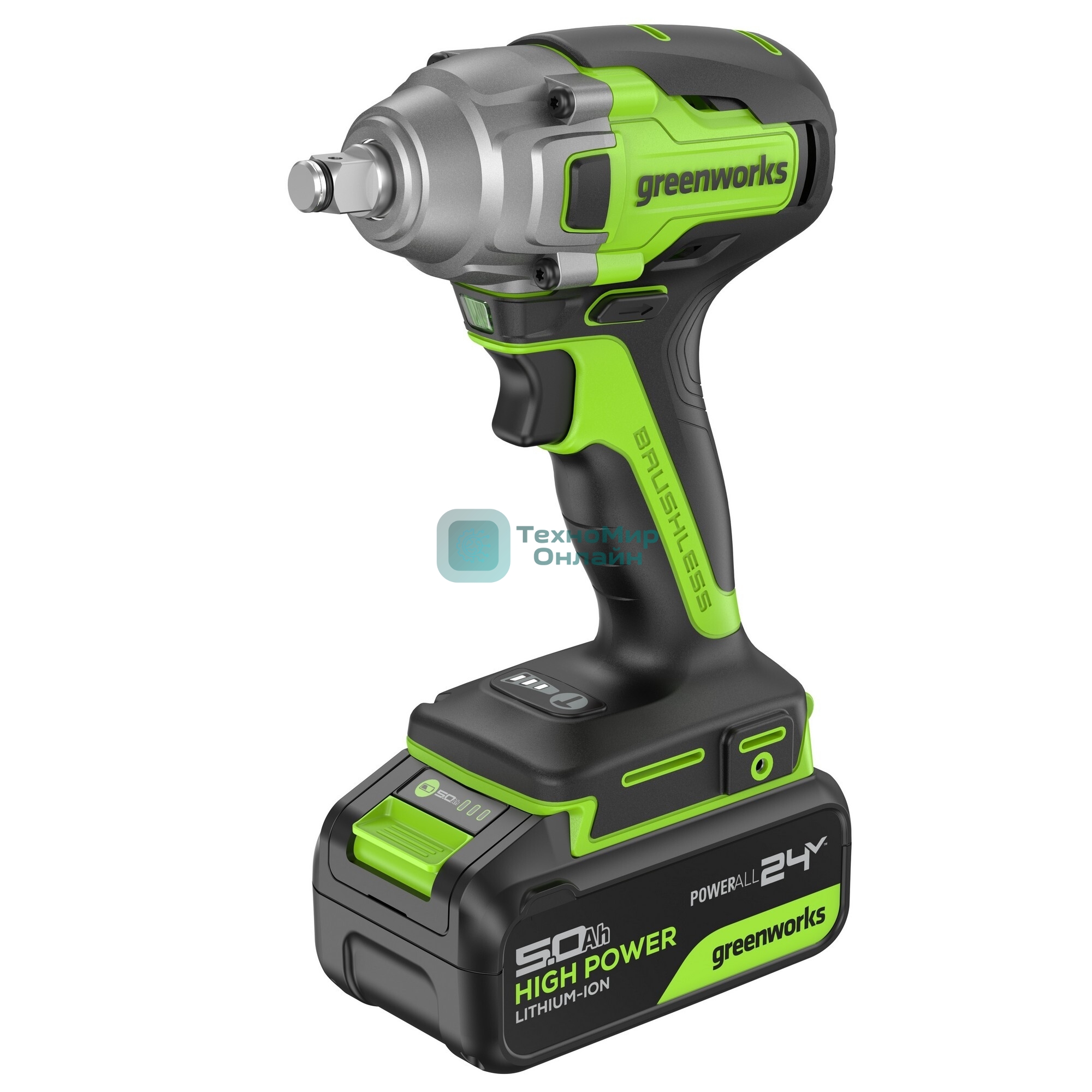 Гайковерт Greenworks GD24IW400 аккум. патрон:квад.1/2