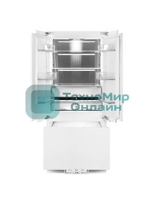 Встраиваемый холодильник Maunfeld MBF212NFW2 белый двухкамерный 389/157 л морозилка снизу, No Frost