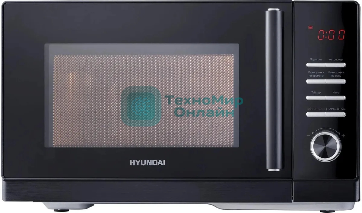 Микроволновая печь Hyundai HYM-D3013 черный, 25 л, 800 Вт, переключатели - кнопки, поворотный механизм