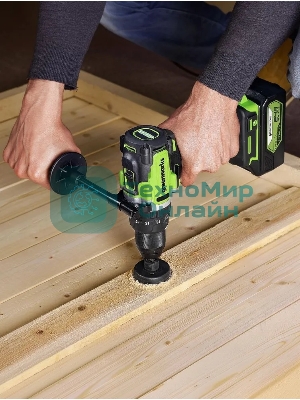 Дрель-шуруповерт аккумуляторная Greenworks GD24DD140 24V, 70/140Нм,Anti-kickback,2х4Ач,ЗУ,кор 3707607CUD