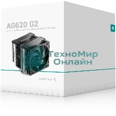 Кулер для процессора DEEPCOOL AG620 G2 LGA1954/1851/1700/AM5/AM4 (9шт/кор, TDP 270W, PWM, DUAL Black Fan 120mm, 6 тепл. трубок, черный) RET