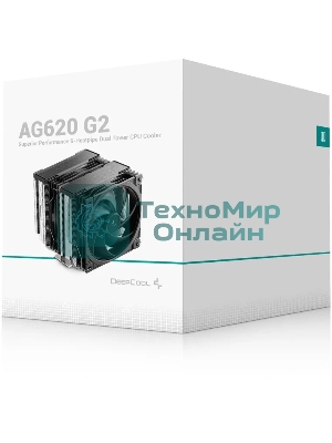 Кулер для процессора DEEPCOOL AG620 G2 LGA1954/1851/1700/AM5/AM4 (9шт/кор, TDP 270W, PWM, DUAL Black Fan 120mm, 6 тепл. трубок, черный) RET