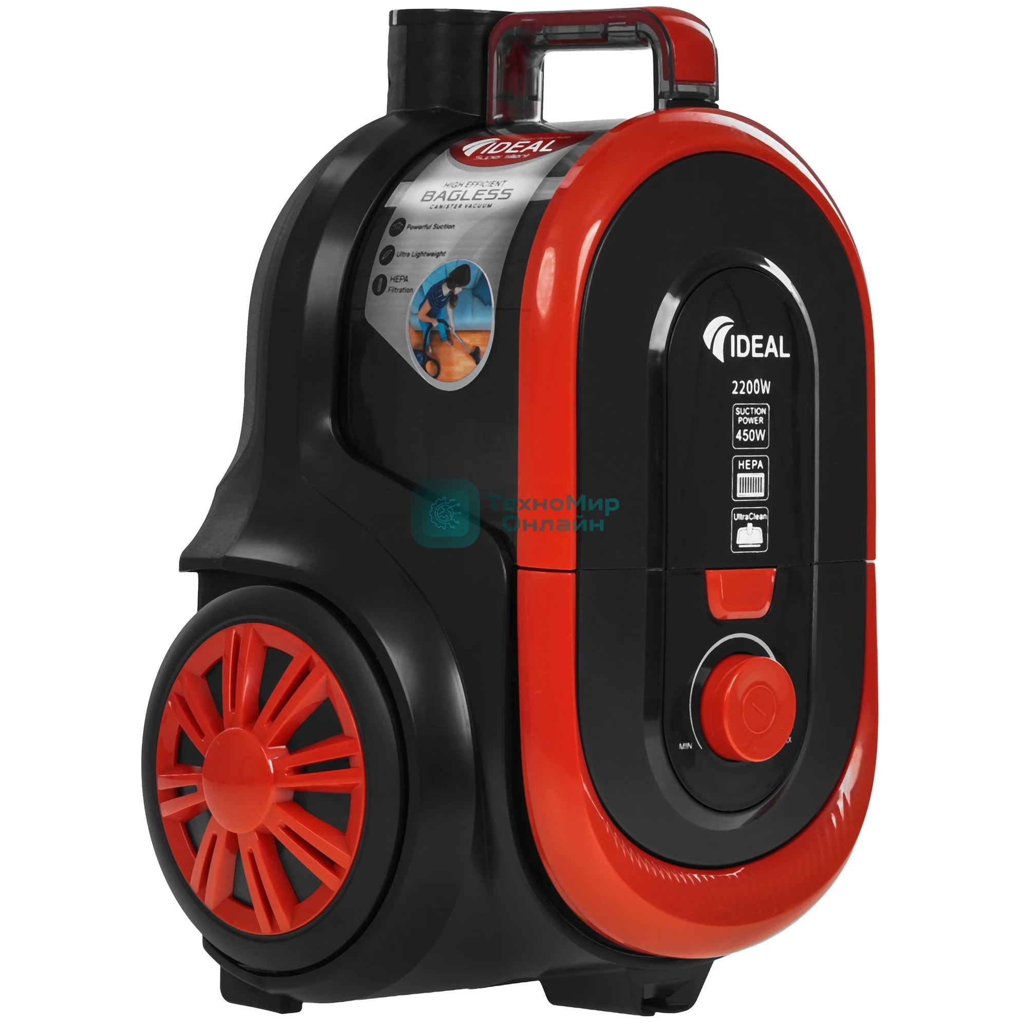 Пылесос IDEAL МП-2000 красный/черный, 450/2200 Вт, уборка сухая, пылесборник контейнер 2 л
