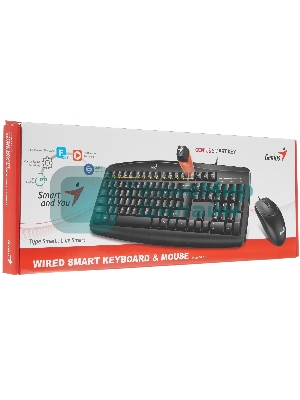 Комплект клавиатура+мышь Genius Smart KM-200 проводной, USB, 1000 DPI, чёрный