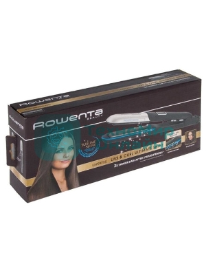Выпрямитель для волос Rowenta Liss&Curl Ultimate shine SF6220D0 черный/металлик, 25 мм, 230 °C, 5 режимов