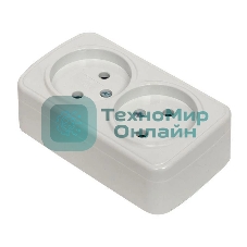 Розетка EKF EGR10-102-10 2-я, б/з, 10А, ОП Basic Минск белый