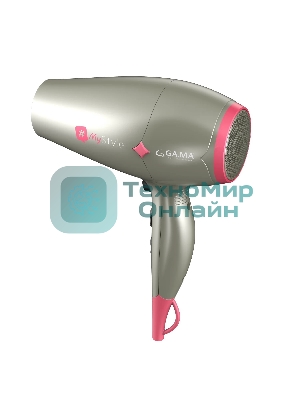 Фен GA.MA Diamond my style GH0304 серебристый/розовый, 2300 Вт, компактный