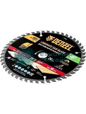 Пильный диск по ламинату Denzel ф185 х 20 мм, 48 зубьев