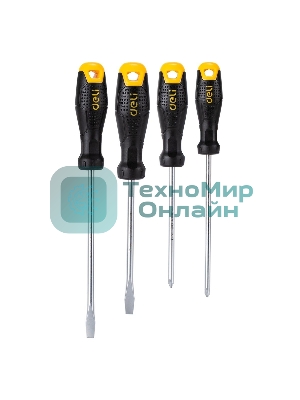 Набор отверток Deli DL620004 4шт SL5x100 + SL6x150 + PH1x100 + PH2x150