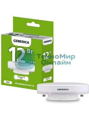 Лампа cветодиодная LED T80 IEK LL-T80-12-230-40-GX53-G таблетка 12Вт 230В 4000К GX53 GENERICA