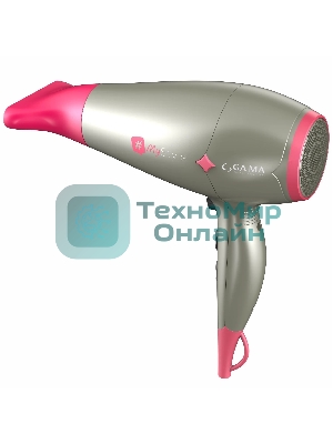 Фен GA.MA Diamond my style GH0304 серебристый/розовый, 2300 Вт, компактный