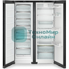 Холодильник Liebherr Комбинация XRFbd 5220-22 001 (SFNbdd 5227-22 001 + SRbdd 5220-22 001) черный двухкамерный 398/271л морозилка сбоку, No Frost, Side by Side