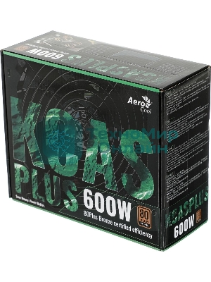 Блок питания Aerocool/Formula KCAS PLUS 600W, 600Вт, 80 PLUS Bronze, 120мм, черный
