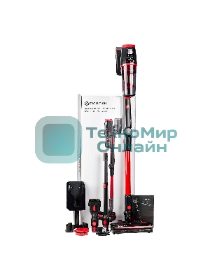 Пылесос вертикальный EVOLUTION Smart Clean VCF2212M черный/красный, питание от аккумулятора, 380 Вт, уборка сухая, пылесборник 0.4 л