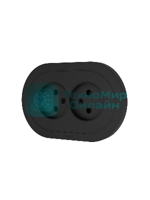 Розетка 2-м LEZARD СП OSEN без заземл. ПБТ, круглая, механизм, черный бархат 744-4200-128B