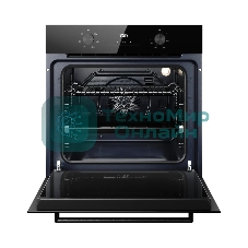 Духовой шкаф Kuppersberg HO 606 Black, High-Tech, 78 л, поворотное управление, дисплей, таймер, 6 режимов, макс. температура 310 градусов, телескопические направляющие (на 1 уровень), цвет черный, цвет фурнитуры черный