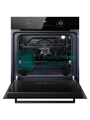 Духовой шкаф Kuppersberg HO 606 Black, High-Tech, 78 л, поворотное управление, дисплей, таймер, 6 режимов, макс. температура 310 градусов, телескопические направляющие (на 1 уровень), цвет черный, цвет фурнитуры черный