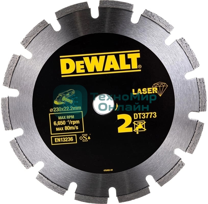 Диск алмазный по бет. DeWalt DT3773 (00000015138) d=23 0мм d(посад.)=22.2 мм (угловые шлифмашины)