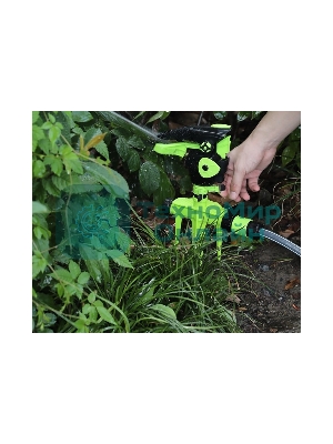 Дождеватель-разбрызгиватель импульсный на 3-х пиках Deli DL581302 площадь орошения до 490кв.м, сектор полива 0-360 град, диаметр шланга 3/4