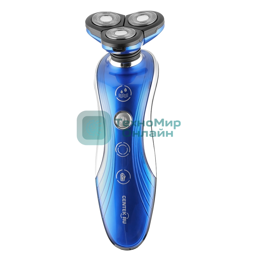 Электробритва Centek CT-2170 (синий) ротор 3D, влажное бритье, 3 плав.головки, 2-ные лезвия, до 50 мин раб