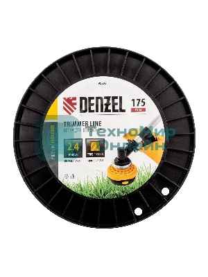 Леска для триммера Denzel квадрат, 2,4мм х 175м, на DIN катушке FLEX CORD