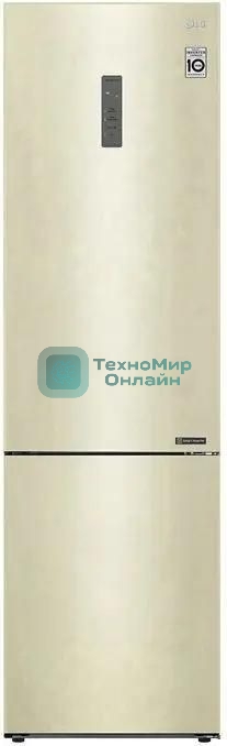 Холодильник LG GA-B509CEWL бежевый двухкамерный 277/107л морозилка снизу, No Frost