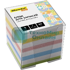 Блок для записей бумажный Silwerhof Daily Стандарт 90x90x90мм, 80 г/м2, ассорти, 5 цветов в упаковке, в подставке