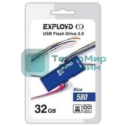 Флешка USB Exployd 580 Blue (EX-32Gb-580-Blue), 32Gb, USB 2.0, R/W 15/8, синий