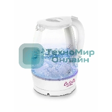 Чайник электрический Мастерица ЕК-1801G, снег, 1.8 л, стекло, 1850 Вт