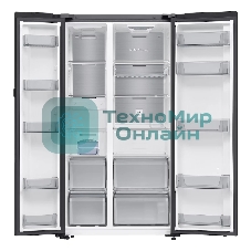 Холодильник Samsung RS80F65M1WWT белое стекло двухкамерный 417/229л морозилка сбоку, No Frost, Side by Side
