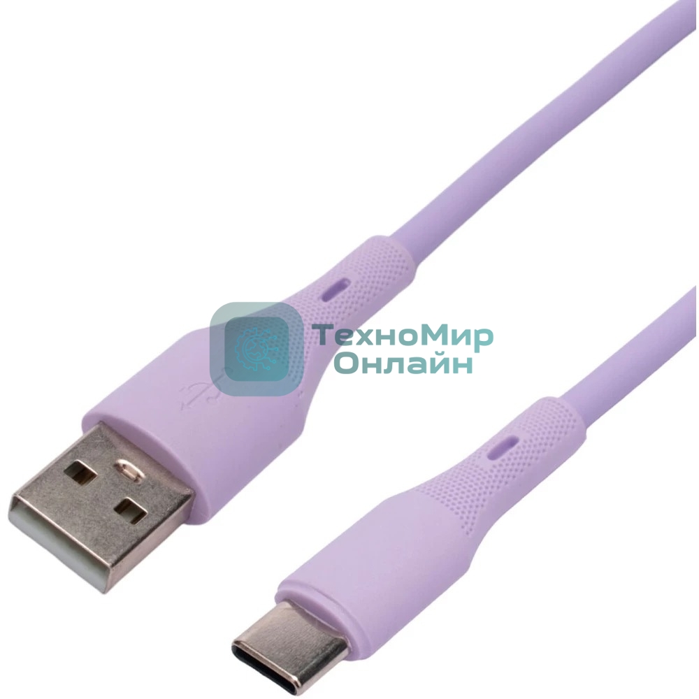 Кабель USB2.0 Cablexpert CC-USB2S-AMCM-1M-V AM/Type-C, 3А, 18Вт, QC3.0, силиконовый, медь, 1м, фиолетовый, пакет