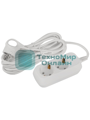 Удлинитель электрический ЭРА UDL-10-250-E Greenline 2 розетки с заземлением 5м ПВС 3x0.75мм2