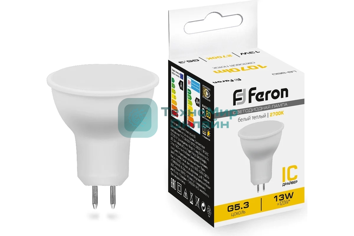 Лампа светодиодная FERON LB-960 (38188) 13 вт 230в G5.3 теплый