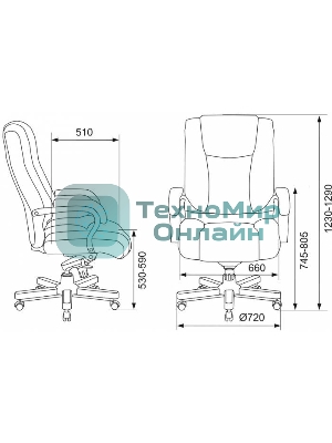 Кресло Бюрократ T-9925WALNUT/BLACK черный, кожа