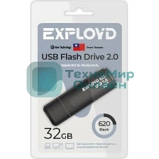 Флешка USB Exployd 620 Black (EX-32Gb-620-Black), 32Gb, USB 2.0, R/W 15/8, черный