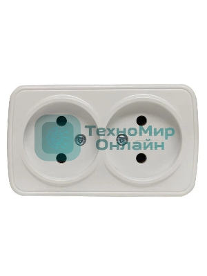 Розетка EKF EGR10-102-10 2-я, б/з, 10А, ОП Basic Минск белый