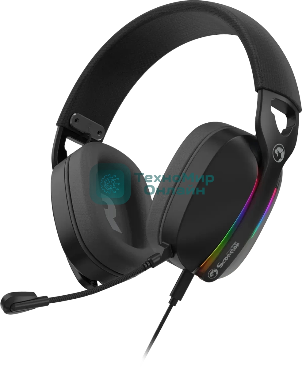 Гарнитура Marvo Pulz 70S Gaming Headset чёрный, проводная, USB, 7.1 Surround, RGB-подсветка
