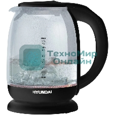 Чайник электрический Hyundai HYK-S3809 1.7 л, 2200 Вт, черный (корпус: стекло)