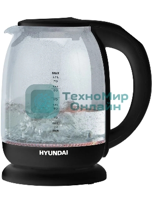 Чайник электрический Hyundai HYK-S3809 1.7 л, 2200 Вт, черный (корпус: стекло)