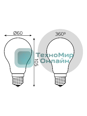 Лампа светодиодная LED GAUSS 102202110-D Filament A60 OPAL dimmable E27 10W 820lm 2700К 1/10/40