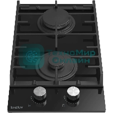Газовая варочная панель EVELUX HEG 360 BG, Hi-Tech, 30 см, 2 конфорки, газ-контроль, электроподжиг, черный