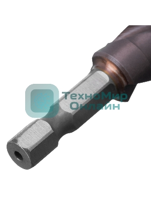 Сверло ступенчатое Denzel 4-5-6-7-8-9-10-11-12 мм, Р6М5К5, 6-гр. хвостовик 723612