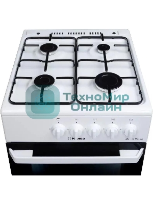 Плита газовая Hansa FCGW510029A белый, конфорок 4 газовых, духовка 53 л, 50 см x 85 см x 57 см